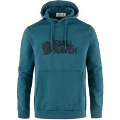 Bluza trekkingowa męska Fjällräven Logo Hoodie. Niebieskie bluzy nierozpinane męskie FJÄLRÄVEN KANKEEN, m, bez wzorów, casualowe, bez ramiączek, bez kaptura. Za 638.30 zł.