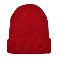 Dzianinowa Czapka Z Recyklingu. Czerwone czapki męskie FLEXFIT, bez wzorów, z dzianiny, sportowe. Za 67.99 zł.