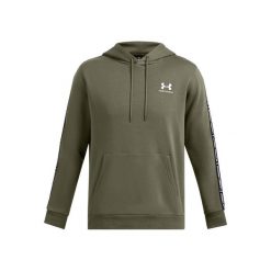 Bluza z kapturem z logo na paskach Under Armour Icon Fleece. Białe bluzy z kapturem męskie Under Armour, m, bez wzorów, z kapturem. Za 348.50 zł.