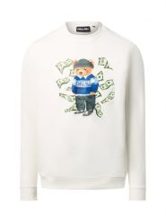 Chill Pill Bluza męska - Money Bear Mężczyźni Bawełna biały|wielokolorowy nadruk, S. Białe bluzy nierozpinane męskie Chill Pill, m, bez wzorów, z bawełny, bez ramiączek, bez kaptura. Za 249.95 zł.