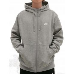Bluza na co dzień męska NIKE SPORTSWEAR CLUB na zamek z kapturem. Szare bluzy z kapturem męskie Nike, m, bez wzorów, z kapturem. Za 319.00 zł.