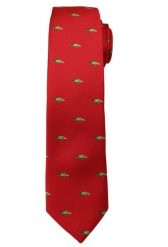 Czerwony Modny Krawat -Angelo di Monti- 6 cm, Męski, w Zielone Papugi, Motyw Zwierzęcy. Czerwone krawaty i muchy męskie Angelo di Monti, bez wzorów, eleganckie. Za 45.00 zł.