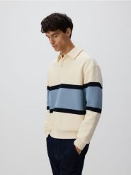 Bluza regular fit z kołnierzem - złamana biel. Bluzy nierozpinane męskie Reserved, l, bez wzorów, z bawełny, bez ramiączek, bez kaptura. Za 149.99 zł.
