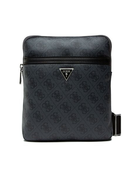 Guess Saszetka Vezzola Smart Crossbody Flat HMEVZL P2223 Czarny. Czarne saszetki męskie Guess, z aplikacjami, ze skóry. Za 219.99 zł.
