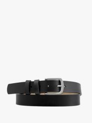 Czarny klasyczny pasek męski skórzany. Czarne paski męskie Ryłko, bez wzorów, z materiału, eleganckie. Za 129.99 zł.