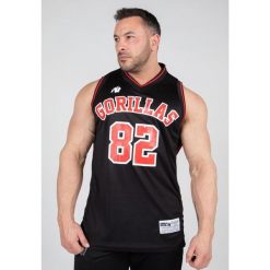 San Mateo Jersey Top bez rękawów - Czarny/Czerwony. Czerwone buty treningowe męskie GORILLA WEAR, bez wzorów, z jersey, bez zapięcia, na fitness i siłownię. Za 245.50 zł.