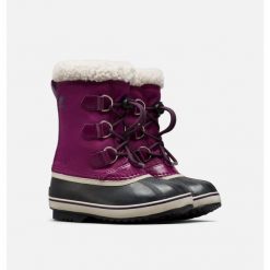 Śniegowce juniorskie Sorel Yoot Pac Nylon Wp. Czarne buty zimowe męskie Sorel, na zimę, bez wzorów, z nylonu, bez obcasa, bez zapięcia. Za 279.99 zł.
