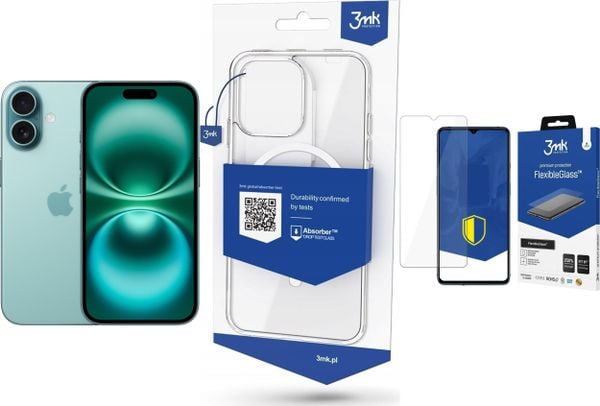 Smartfon Apple iPhone 16 128GB Teal (MYED3) + FlexibleGlass + Etui MagCase. Smartfony Apple. Za 3,417.00 zł.