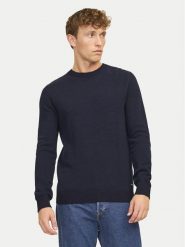 Jack & Jones Sweter Globe 12258139 Granatowy Regular Fit. Niebieskie swetry męskie Jack & Jones, bez wzorów, z bawełny, bez kołnierzyka, bez ramiączek. Za 159.99 zł.