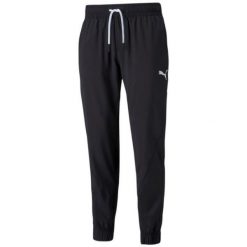 Spodnie Dresowe Sportowe Męskie Puma Train Vent Woven. Czarne długie spodnie sportowe męskie Puma, bez wzorów, z dresówki, do piłki nożnej. Za 184.99 zł.