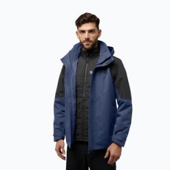 Kurtka 3w1 męska Jack Wolfskin Romberg 3In1. Niebieskie kurtki męskie Jack Wolfskin, m, bez wzorów, sportowe, bez ramiączek, bez kaptura. Za 1,129.00 zł.
