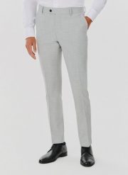 PAKO LORENTE – Spodnie garniturowe w kolorze jasnoszarym. Szare eleganckie spodnie męskie Pako Lorente, bez wzorów, z elastanu, eleganckie. Za 299.99 zł.