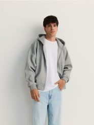 Zapinana bluza z kapturem - jasnoszary. Szare bluzy z kapturem męskie Reserved, l, bez wzorów, z bawełny, z kapturem. W wyprzedaży za 109.99 zł.