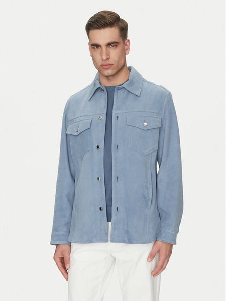 Michael Kors Kurtka skórzana CS5800P4R4 Błękitny Regular Fit. Niebieskie kurtki męskie Michael Kors, m, bez wzorów, ze skóry, bez ramiączek, bez kaptura. Za 1,899.00 zł.