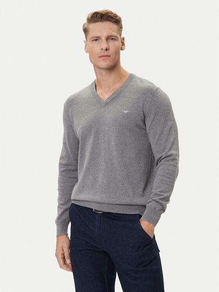 Gant Sweter 8030562 Szary Regular Fit. Szare kardigany męskie Gant, m, bez wzorów, z bawełny, bez ramiączek. Za 389.99 zł.