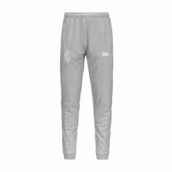 Spodnie treningowe AS Monaco Arufinzip Pro 7 2023/24. Szare długie spodnie sportowe męskie Kappa, bez wzorów, z materiału, do piłki nożnej. W wyprzedaży za 218.70 zł.
