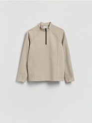 Bluza ze stójką - jasnoszary. Szare bluzy nierozpinane męskie Reserved, l, bez wzorów, z dzianiny, bez ramiączek, bez kaptura. Za 119.99 zł.