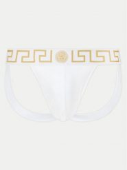 Versace Slipy Jock Strap AUU01017 1A10011 Biały. Białe slipki męskie Versace, m, bez wzorów, z bawełny. Za 219.99 zł.