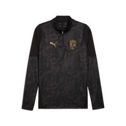Bluza treningowa 1/4 zip RC Lens 2025/26. Czarne bluzy nierozpinane męskie Puma, bez wzorów, ze lnu, sportowe, bez ramiączek, bez kaptura. Za 334.50 zł.