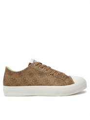 Guess Trampki FMPISL PAC12 Beżowy. Brązowe trampki męskie Guess, z aplikacjami, ze skóry, bez zapięcia. Za 249.99 zł.