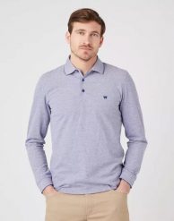 WRANGLER REFINED POLO MĘSKA KOSZULKA DŁUGI RĘKAW BLUE W7F9KHB51 112323733. Niebieskie koszulki polo męskie Wrangler, m, bez wzorów, bez kołnierzyka, bez ramiączek. Za 119.99 zł.