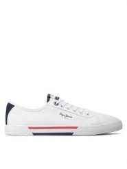 Pepe Jeans Tenisówki Brady Basic PMS30816 Biały. Białe trampki męskie Pepe Jeans, bez wzorów, z jeansu, bez zapięcia. Za 189.99 zł.
