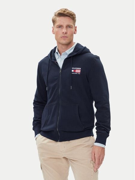Tommy Hilfiger Bluza American MW0MW39691 Granatowy Regular Fit. Niebieskie bluzy rozpinane męskie Tommy Hilfiger, m, bez wzorów, z bawełny, bez ramiączek, bez kaptura. Za 359.99 zł.