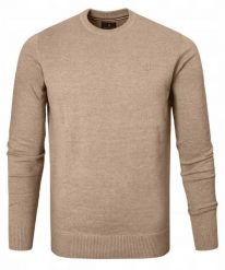 Bawełniany Sweter Męski, Okrągły Dekolt - Pako Jeans - Beżowy. Brązowe kardigany męskie Pako Jeans, l, bez wzorów, z bawełny, bez ramiączek. Za 169.00 zł.