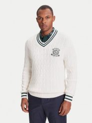 Guess Sweter M5YR12 Z30W1 Écru Regular Fit. Kardigany męskie Guess, m, z aplikacjami, z bawełny, bez ramiączek. Za 479.99 zł.