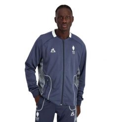 Bluza rozpinana Le Coq Sportif Paris 2024 N° 2. Niebieskie bluzy rozpinane męskie le coq sportif, m, bez wzorów, bez ramiączek, bez kaptura. W wyprzedaży za 375.50 zł.