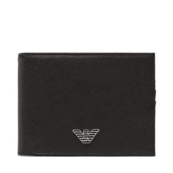 Portfel Emporio Armani. Czarne portfele męskie Emporio Armani, bez wzorów. Za 379.99 zł.