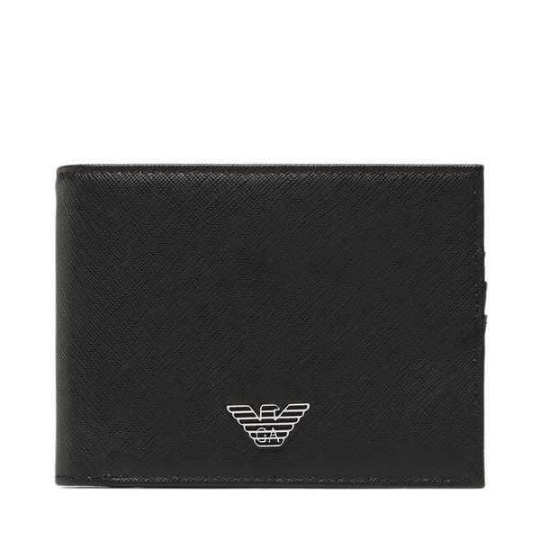 Portfel Emporio Armani. Czarne portfele męskie Emporio Armani, bez wzorów. Za 379.99 zł.