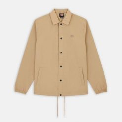 Kurtka Dickies Coach Oakport khaki. Zielone kurtki męskie Dickies, bez wzorów, bez ramiączek, bez kaptura. Za 317.25 zł.