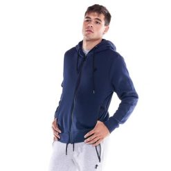 Męska, miękka bluza z kapturem i zamkiem błyskawicznym z ikoną lwa. Niebieskie bluzy z kapturem męskie LEONE 1947 APPAREL, l, bez wzorów, z tkaniny, z kapturem. W wyprzedaży za 195.65 zł.