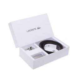 Pasek Męski Lacoste. Czarne paski męskie Lacoste, bez wzorów. Za 329.99 zł.
