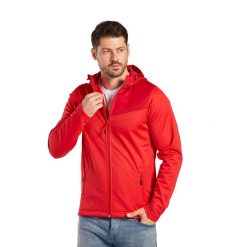 Kurtka Erima Softshell Performance. Czerwone kurtki męskie Erima, xl, bez wzorów, z materiału, sportowe, bez ramiączek, bez kaptura. W wyprzedaży za 201.00 zł.