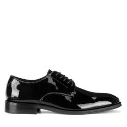 Półbuty GINO ROSSI. Czarne eleganckie półbuty męskie Gino Rossi, wizytowe, bez obcasa, bez zapięcia. Za 359.99 zł.