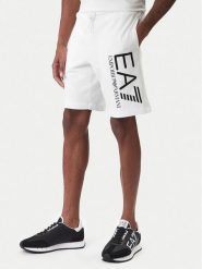 EA7 Emporio Armani Szorty sportowe 7M001414 AF22266 U0002 Biały Regular Fit. Białe szorty sportowe męskie EA7 Emporio Armani, bez wzorów, z bawełny, sportowe. Za 409.99 zł.