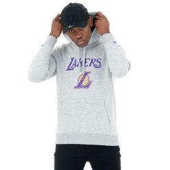 Bluza z kapturem Los Angeles Lakers. Szare bluzy nierozpinane męskie New Era, l, bez wzorów, eleganckie, bez ramiączek, z kapturem. W wyprzedaży za 257.65 zł.