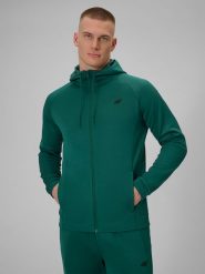 4F Bluza treningowa regular szybkoschnąca męska - zielona M. Zielone bluzy rozpinane męskie 4f, m, bez wzorów, sportowe, bez ramiączek, bez kaptura. Za 199.99 zł.
