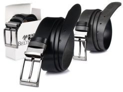 Beltimore pasek męski skórzany dwustronny czarno-szary W11 : Kolory - czarny, Rozmiar pasków - r.95-110 cm. Czarne paski męskie bez wzorów, ze skóry, wizytowe. Za 59.90 zł.