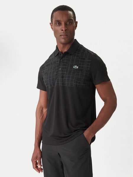 Lacoste Polo DH4777 Czarny Regular Fit. Czarne koszulki polo męskie Lacoste, m, bez wzorów, z syntetyku, sportowe, bez kołnierzyka, bez ramiączek. Za 319.99 zł.