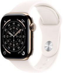 Smartwatch Apple Watch 11 GPS + Cellular 46mm Gold Titanium Sport Band M/L Różowy (MFD64ZR/A). Czerwone zegarki smartwatch Apple. Za 4,598.39 zł.