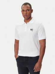 KARL LAGERFELD Polo 745710 500224 Biały Regular Fit. Białe koszulki polo męskie KARL LAGERFELD, l, bez wzorów, z bawełny, bez kołnierzyka, bez ramiączek. Za 359.99 zł.