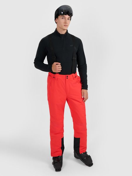4F Spodnie narciarskie z szelkami membrana 5000 męskie - czerwone L. Czerwone spodnie narciarskie i snowboardowe męskie 4f, bez wzorów, z materiału, narciarskie. Za 299.99 zł.