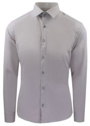 Męska Koszula Wizytowa, Taliowany Krój - Victorio - Popielata. Szare koszule męskie Victorio, m, bez wzorów, z bawełny, bez kołnierzyka, bez ramiączek. Za 135.00 zł.
