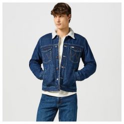 WRANGLER MĘSKA KURTKA JEANSOWA WRANGLER SHERPA JACKET DARK STONE 112356724. Kurtki męskie Wrangler, m, bez wzorów, z jeansu, bez ramiączek, bez kaptura. Za 289.99 zł.