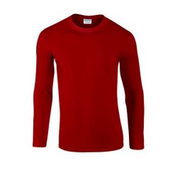 Koszulka Z Długim Rękawem Dla Dorosłych Unisex Soft Touch. Czerwone koszulki męskie z długim rękawem GILDAN, m, bez wzorów, sportowe, bez kołnierzyka, bez ramiączek. Za 50.99 zł.