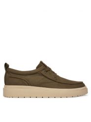 Clarks Półbuty Polden Moc 26186615 Zielony. Zielone codzienne półbuty męskie Clarks, bez wzorów, z materiału, bez obcasa, bez zapięcia. Za 429.99 zł.