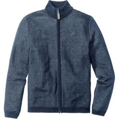 Sweter rozpinany ze stójką Regular Fit bonprix ciemnoniebieski melanż. Niebieskie kardigany męskie marki bonprix, z haftami. Za 79.99 zł.
